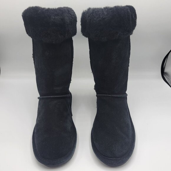 Bearpaw Black Suede Fur Lined Winter Boots Womens Size 6 Warm & Stylish - Picture 2 of 12